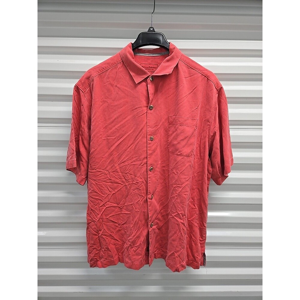 Tommy Bahama Shirt Mens Extra Large Button Up Silk Red Aloha Camp Shirt